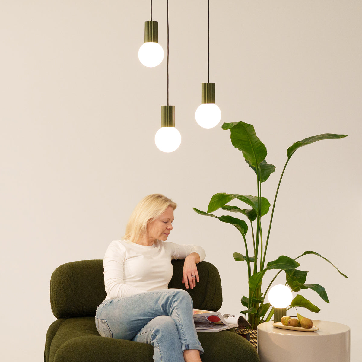 Ceiling lamp HALO olive green IP44 – minimalist Nordic ceiling light